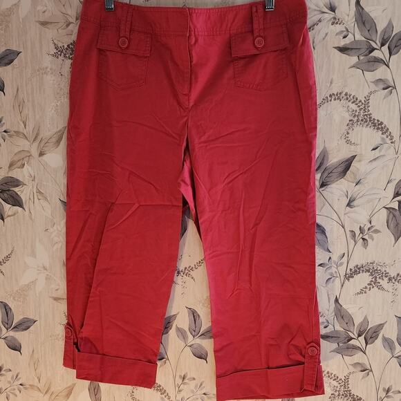 Liz & Co  Women's Cropped Capri Barbie Core Pink Pants Size 12 - Picture 1 of 10